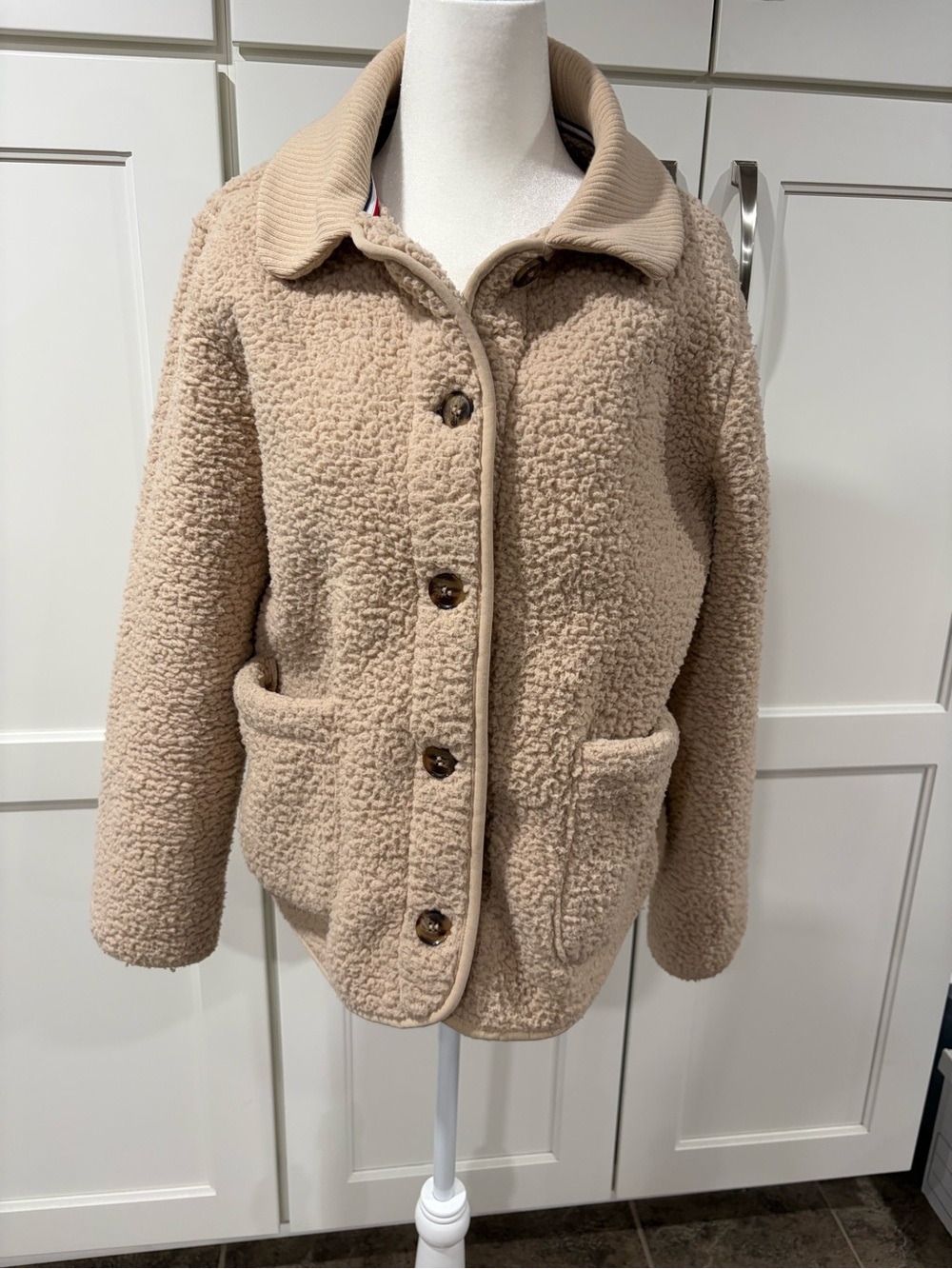 Tommy Hilfiger Neutral Beige Teddy Sherpa Jacket